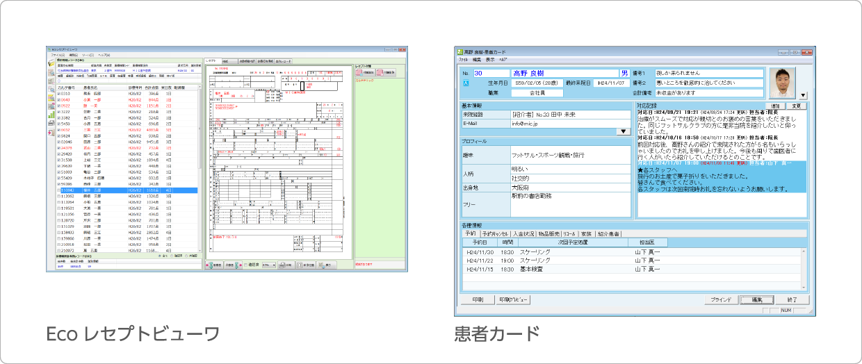 歯科レセコンの活用のポイント:Ecoレセプトビューワと患者カード